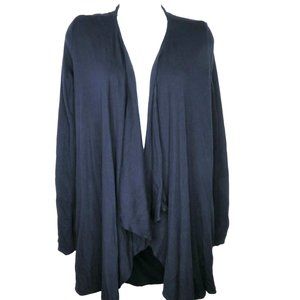 Neal Sperling Open Drape Front Angora Cardigan Sweater M Navy Blue USA Made VTG